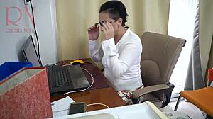 secretary dildo fuck