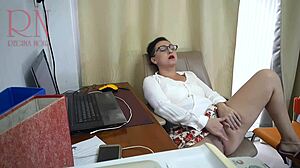 secretary dildo fuck