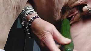 Granny Cucumber Fuck