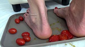 feet tomato trample