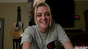 Blonde Rubs Cock