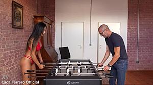 brunette soccer blowjob
