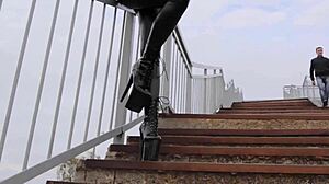 Leather Heels Tease