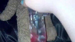 Virgin glass dildo play