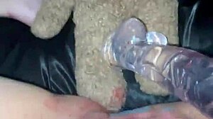 Virgin glass dildo play