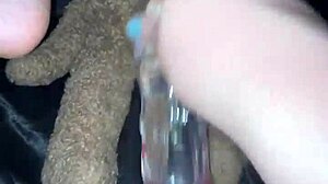 Virgin glass dildo play