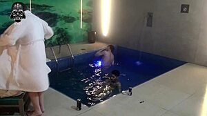 pool threesome fun