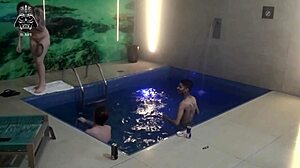pool threesome fun