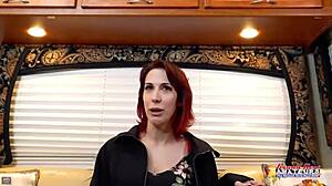 Redhead scarlett sucks juicy cock