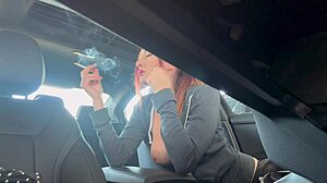 Smoking cigarette in car