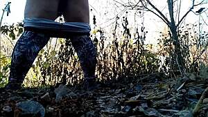 mature pissing in nature