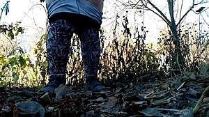 mature pissing in nature