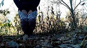 mature pissing in nature