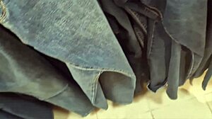 Woman tries small jeans