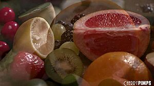 Fruit and vibrator play
