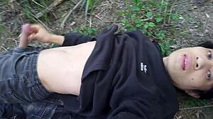 Gay Boy Outdoor Cum