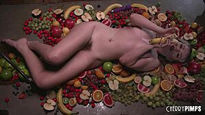 Fruit and vibrator play